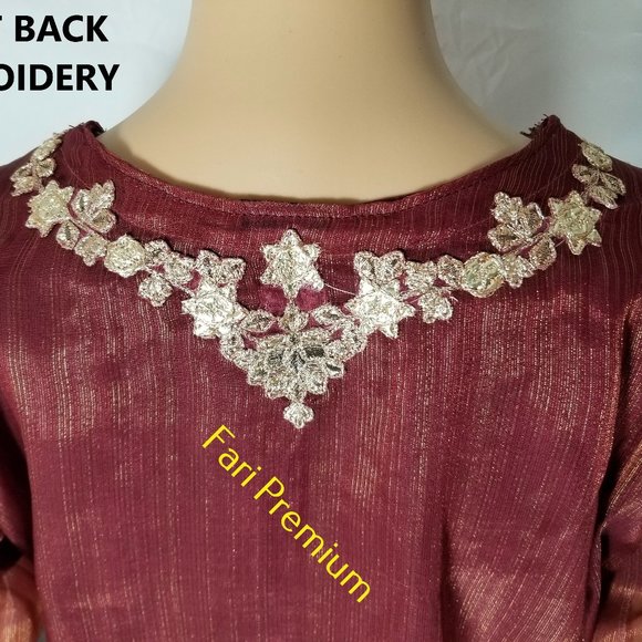 Pakistani Branded Fancy Embroidered Shaded Masuri 3-Piece Shalwar Kameez Orange - Picture 17 of 17